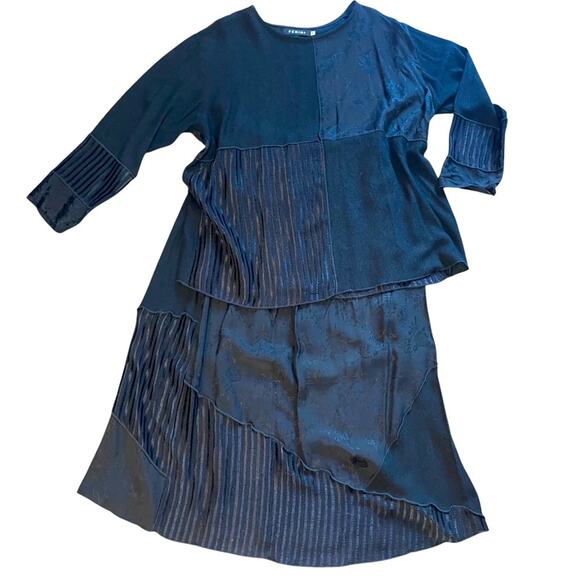 Fenini LagenLook Tunic & Maxi Skirt, Vintage, Artsy, Boho, Coastal 1 & 2X (top) - Picture 1 of 15